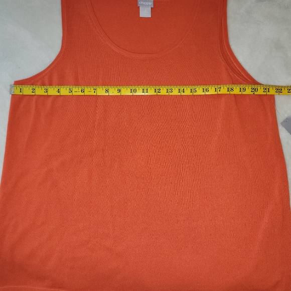 Chico's Orange Tank Sweater Size 3 Pullover Cotton Blend - Picture 4 of 10